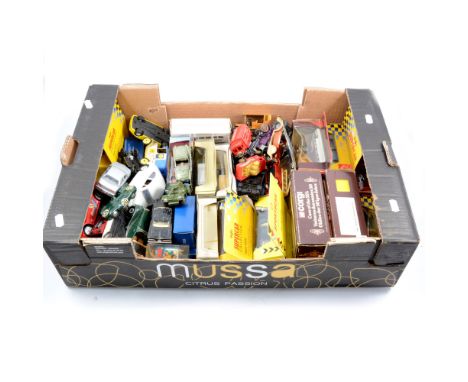 Diecast models and vehicles, mostly by Corgi and Dinky toys, loose and boxed examples of various ages and types, one box.