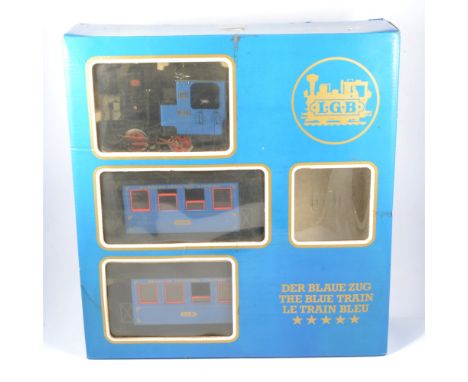 LGB railways G scale 'The Blue Train' set no.20301, boxed, not complete, (no track, controller and only one figure).