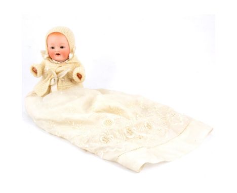 Heubach Koppelsdorf Germany bisque head baby doll, head stamp 415 13/0, with sleeping eyes, open mouth and composition body, 