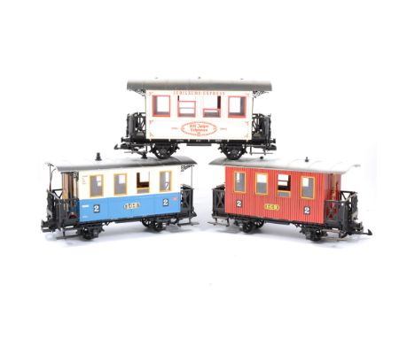 Ten LGB railways G scale passenger coaches, all unboxed, (10).