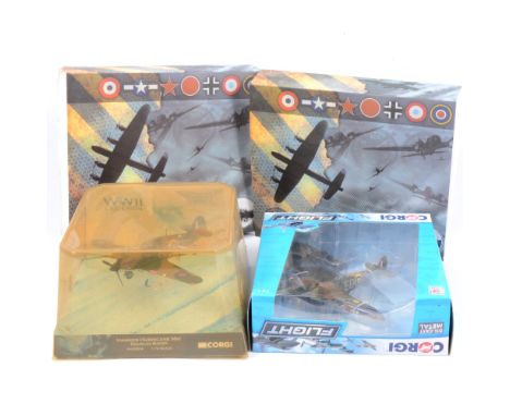 Modern diecast aircraft models, including Corgi Toys Walker Hurricane Mk1 Douglas Bader boxed, and other boxed and loose airc