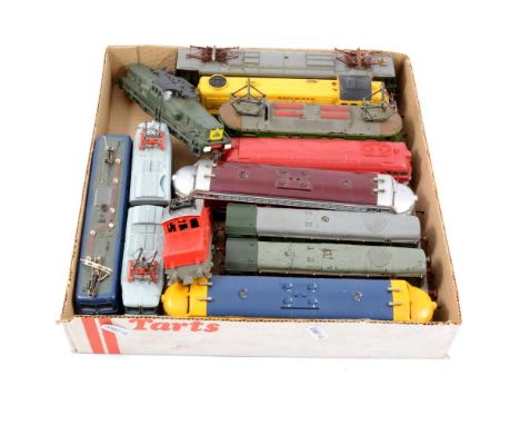 OO gauge railways locomotives, including Tri-ang R351 electric 'Electra' engine, and other continental type diesel locomotive