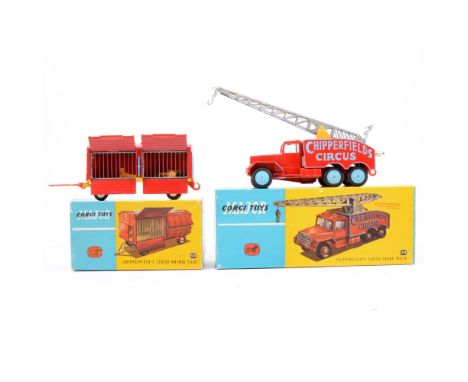 Corgi Toys 1121 Chipperfield's Circus crane truck and 1123 Chipperfield's Circus animal cage, both in original boxes, (2).