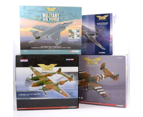 Corgi Toys The Aviation Archive models, 49802 Hawker Hunter F Mk6 RAF 'Black Arrows, AA36606 Lockheed F-4-1-Lo Lighting, AA35