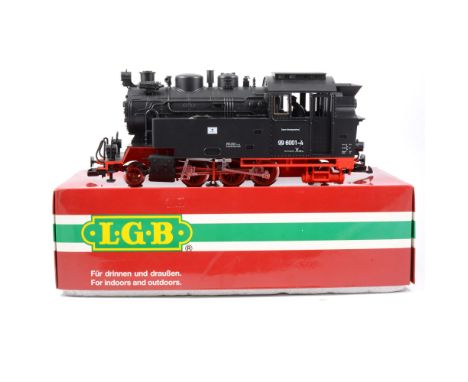 LGB railways G scale 2-6-2 Tank steam locomotive in DR black livery no.23802, boxed.
