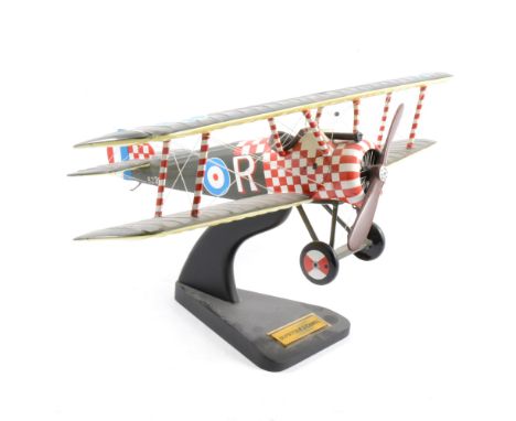 Bravo Delta model Sopwith F.1 Camel bi-plane aircraft, aprox 1:17 scale, painted wooden construction, wing span is 50cm, unbo
