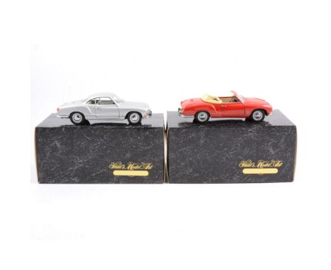 Paul's Model Art model Volkswagen Karman Ghia Coupe silver and Cabriolet red, both 1:24 scale, both with boxes, (2).