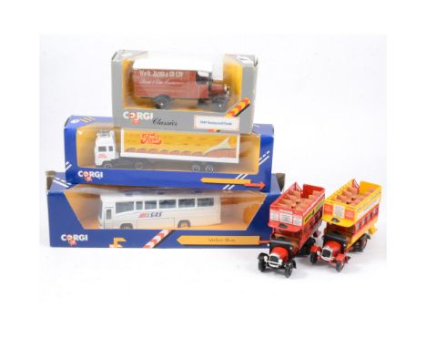 Modern Corgi diecast models, including C1231/35 Volvo Container 'Freia', 1929 Thornycroft, many duplications of each, all box