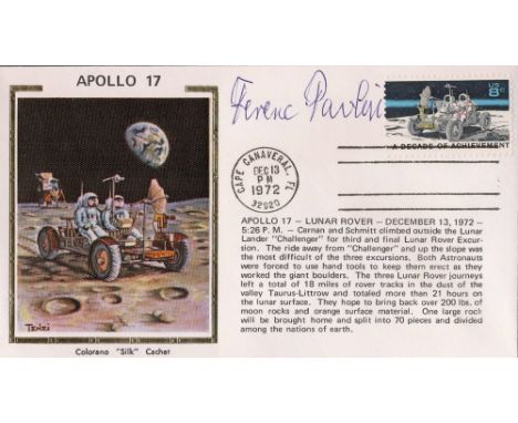 Ferenc Pavlics Signed First Day Cover. Portraying a Colorano Silk Cachet of the Lunar Rover used during the Apollo 17 moon mi