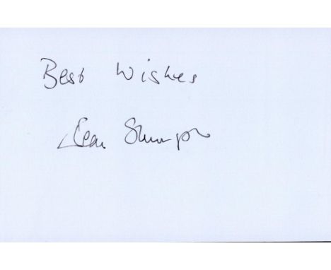 Jean Shrimpton signed 5 x 3 A white card, signed in black pen. Shrimpton was an iconic figure of the Swinging Sixties and con