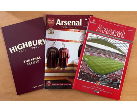 Arsenal FC Collection of 3 Programmes, From last game at Highbury to First Game at Emirates. Last Game at Highbury was played