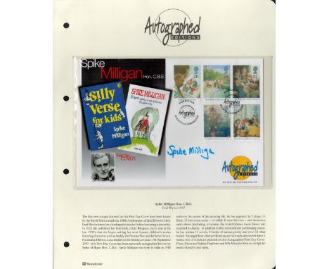 Spike Milligan (1918 2002) Comedy Actor Signed Westminster Autographed Editions First Day Cover. Good condition. All autograp