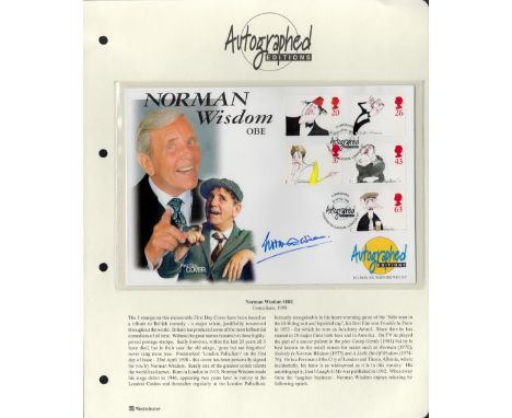 Norman Wisdom (1915 2010) Comedy Actor Signed Westminster Autographed Editions First Day Cover. Good condition. All autograph