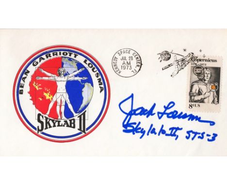 Jack Lousma Signed First Day Cover. Portraying the badge for the Skylab III Mission. Jack Lousma a member of the crew who ser