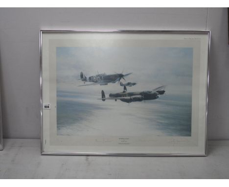 Robert Taylor - Memorial Flight Signed Print, bearing signatures Jonnie Johnson, Peter Townsend, etc, (unverified).