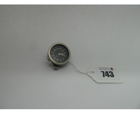 Royal Air Force Small Cockpit Clock, manufactured by Elgin with metal case, black dial, Arabic numerals and second hand, mark