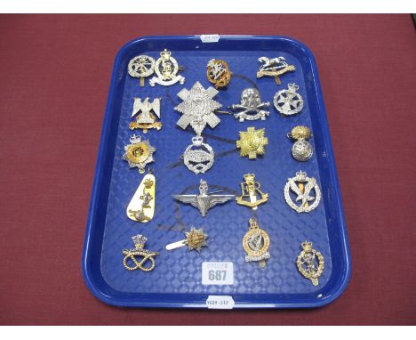 A Selection of British Army Cap Badges, including Royal Tank, Reg, Army Air Corps, etc (20)