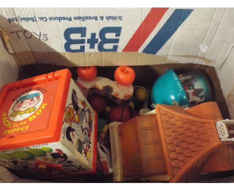 A Box of Fisher Prince Vintage Toys To Include Jack in The Box Fire Engine Etc.