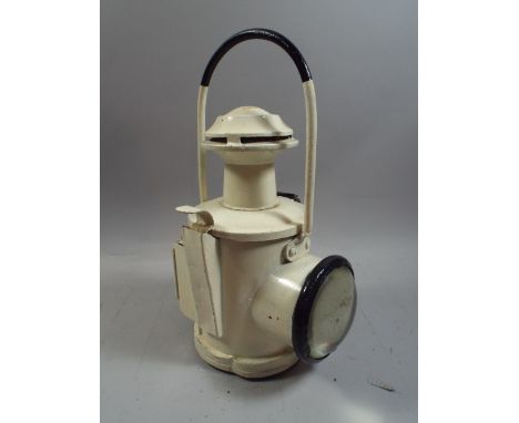 A White Painted Railway Lamp, BR (E).