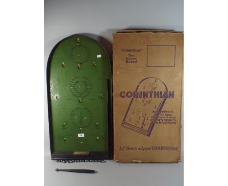 A Corinthian 12 1/2 Bagatelle Game with Balls, Pusher and Original Box. 