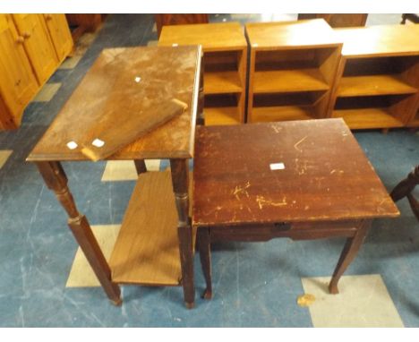 A Small Table and Oak Side Two Tier Shelf.