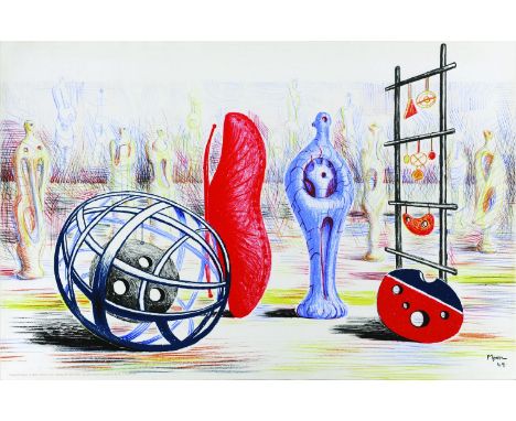 *Henry Moore (1898-1986)SCULPTURAL OBJECTSLithograph, 1949 from the 'School Prints' series, signed in the plate50 x 76cm*Arti