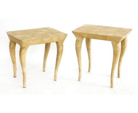 A pair of scumbled occasional tables, by R & Y Augousto, each labelled, 50.5cm wide 40.5cm deep 50cm high (2)