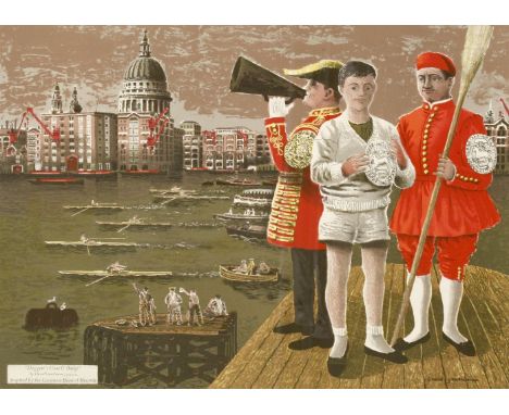 *After David Gentleman'DOGGETT'S COAT AND BRIDGE' Colour lithograph, a Guinness print51 x 38cm *Artist's Resale Right may app