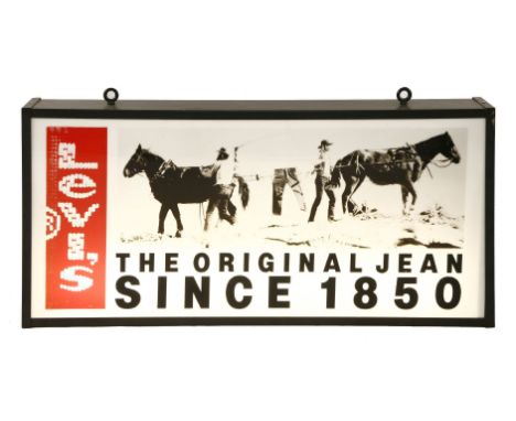 A Levi's Jeans advertising light box,125cm wide18cm deep60cm high