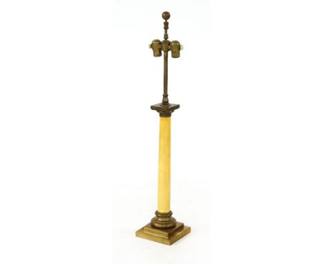 A column table lamp,with two light fittings,87.5cm high