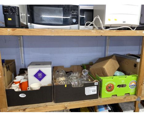 Shelf of assorted including Edinburgh crystal, Royal Doulton etc.