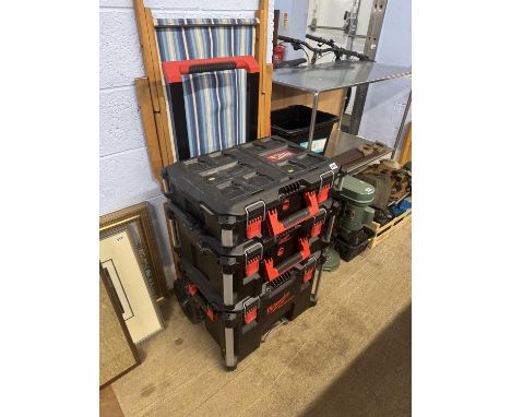 A large mobile Milwaukee Packout tool box