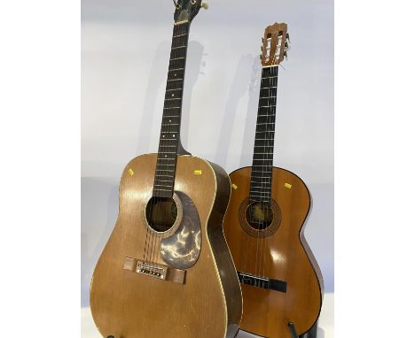 An Angelica six string acoustic guitar and another by Hohner (2845 & 4/14080)