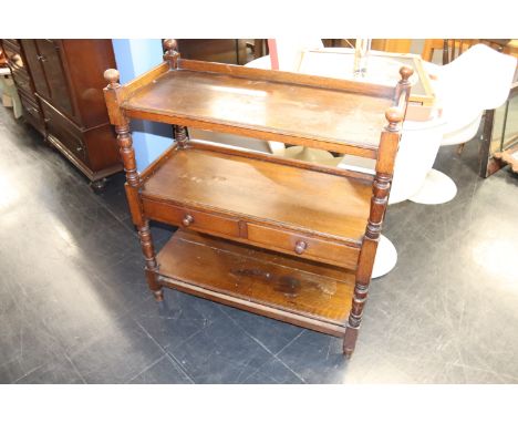 An oak two drawer buffet