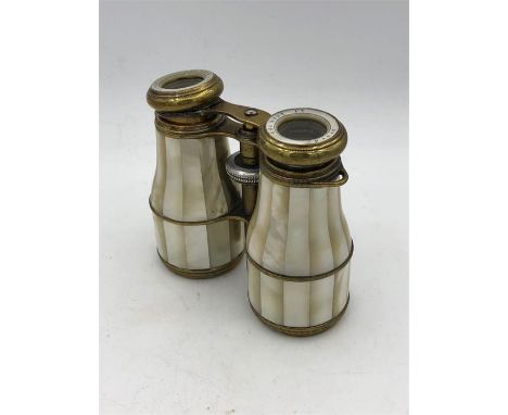 A pair of 1880 Mother of Pearl racing binoculars made in Paris.