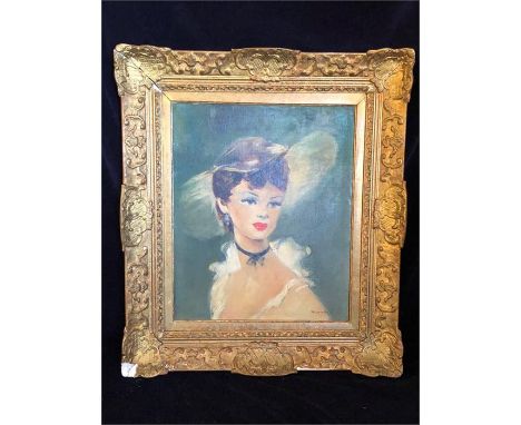 An oil on canvas portrait of a French lady signed bottom right Reverberi