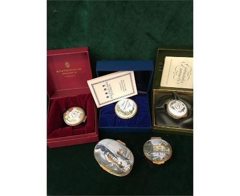 A selection of enamel boxes