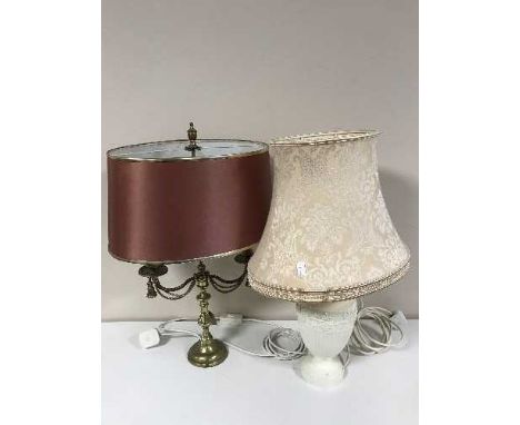 A pair of table lamps, a Wedgwood Etruria table lamp, brass table lamp (4)