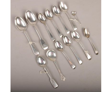 A quantity of silver spoons, various hallmarks, 259g  