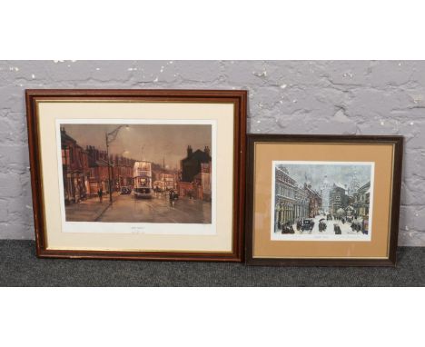 A framed George Cunningham signed limited edition print, Norfolk Street, with blind stamp, along with a framed signed limited