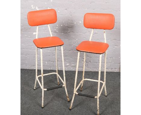 Two vintage kitchen bar stools  