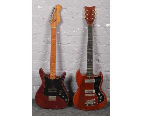 Two vintage electric guitars, one in the style of a Gibson SG. Provenance, Lathom Hall, Liverpool.  