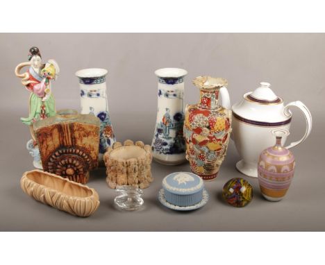 A collection of ceramics and glass, to include Spode, Wedgwood, Swarovski, art pottery etc.  