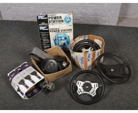 A collection of vintage car parts, mainly Mini, to also include a boxed portable power station.  