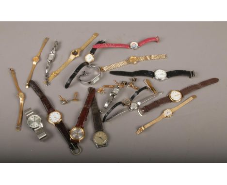 A collection of ladies and gents wristwatches, to include quartz and manual examples.  