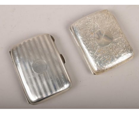 Two silver cigarette cases to include assayed Birmingham 1919 by William Hair Haseler example, 163g.  