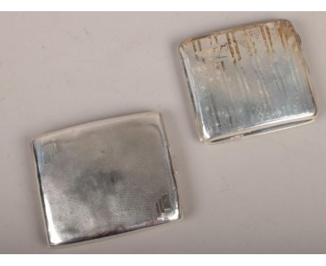 Two silver cigarette cases to include Birmingham 1936 by James Dixon &amp; Sons Ltd example etc, 225g.  