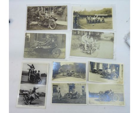 A collection of thirty two Vintage Postcards and Photographs of motorcycles, some inscribed and dated 1922/23.