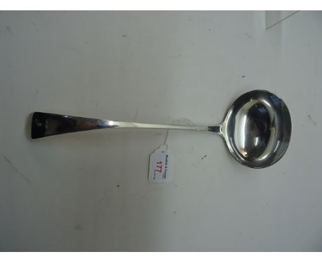 A silver Old English pattern Soup Ladle engraved with a crest, London, 1918, maker William Hutton & Sons.  (7.8ozs).