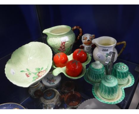 A CARLTONWARE THREE PIECE CRUET and similar ceramics